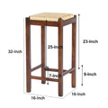 Mango Wood Barstool With Rope Weaved Seat, Brown Brown Solid Wood