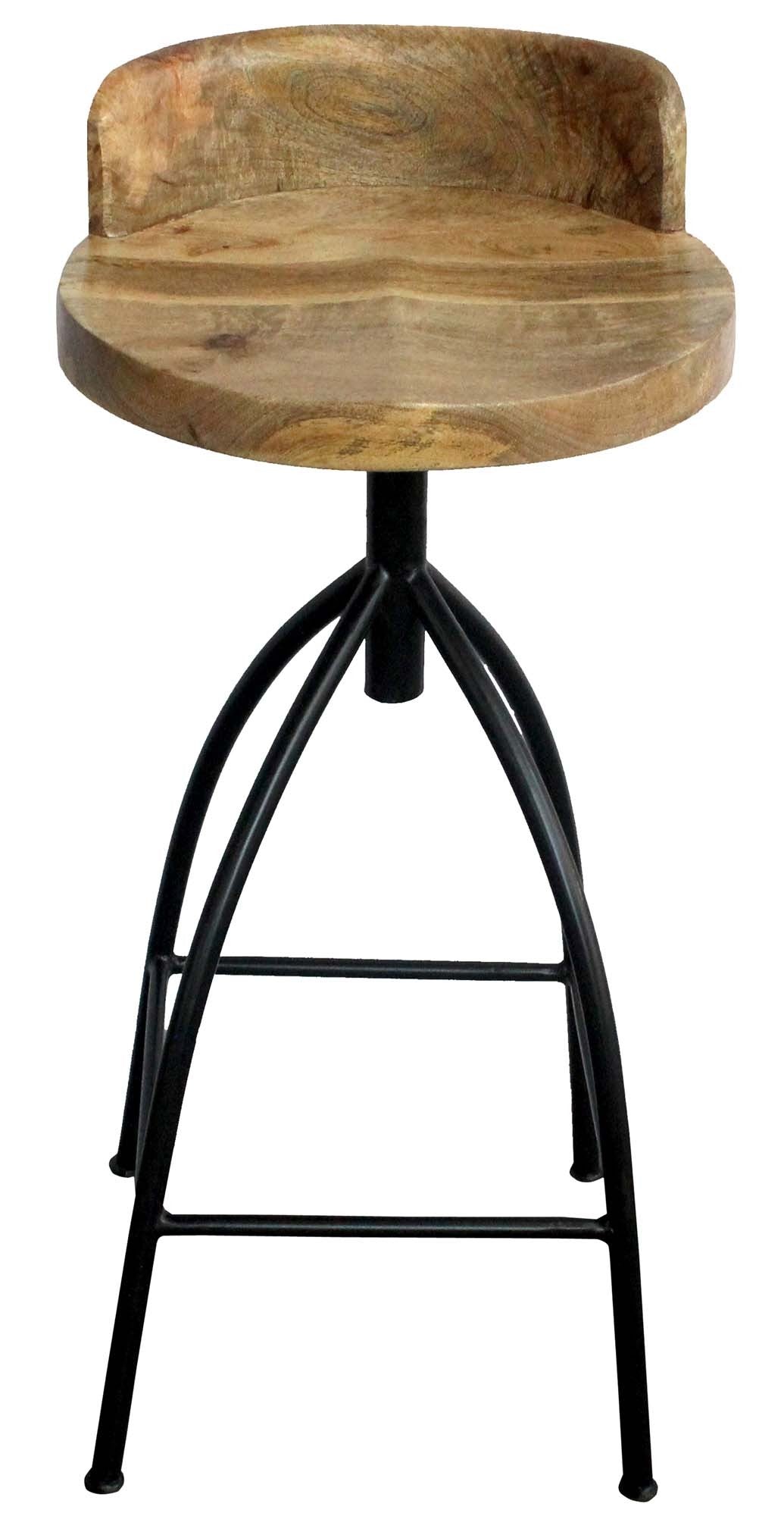 Industrial Style Adjustable Swivel Bar Stool With Backrest Brown Iron