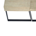 Rectangular Wooden Coffee Table With Metal Frame, Oak Brown And Black Brown Solid Wood