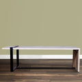 Farmhouse Rectangular Coffee Table With Wooden Top And Geometric Metal Frame, Gray And Black Gray Solid Wood
