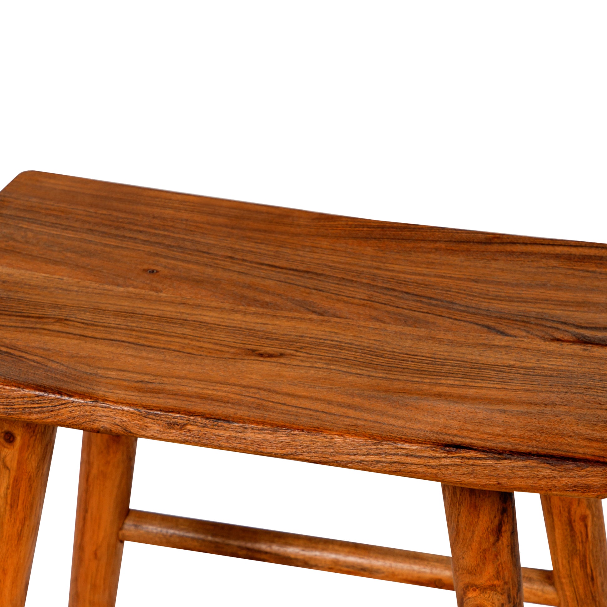 18 Inch Rectangular Acacia Wooden Side Table With Angled Legs, Warm Brown Brown Solid Wood
