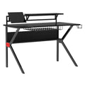 Pvc Coated Ergonomic Metal Frame Gaming Desk With K Shape Legs, Black Black Solid Wood