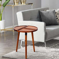 18 Inch Round Acacia Wood Side Accent End Table With 3 Tabletop Sections, Warm Brown Brown Solid Wood