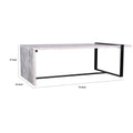 Farmhouse Rectangular Coffee Table With Wooden Top And Geometric Metal Frame, Gray And Black Gray Solid Wood