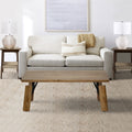 Rectangular Wooden Coffee Table With Block Legs, Natural Brown Brown Mdf