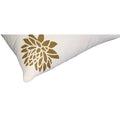 18 X 18 Square Accent Pillow, Soft Cotton Cover, Printed Lotus Flower, Polyester Filler, Gold, White White Cotton