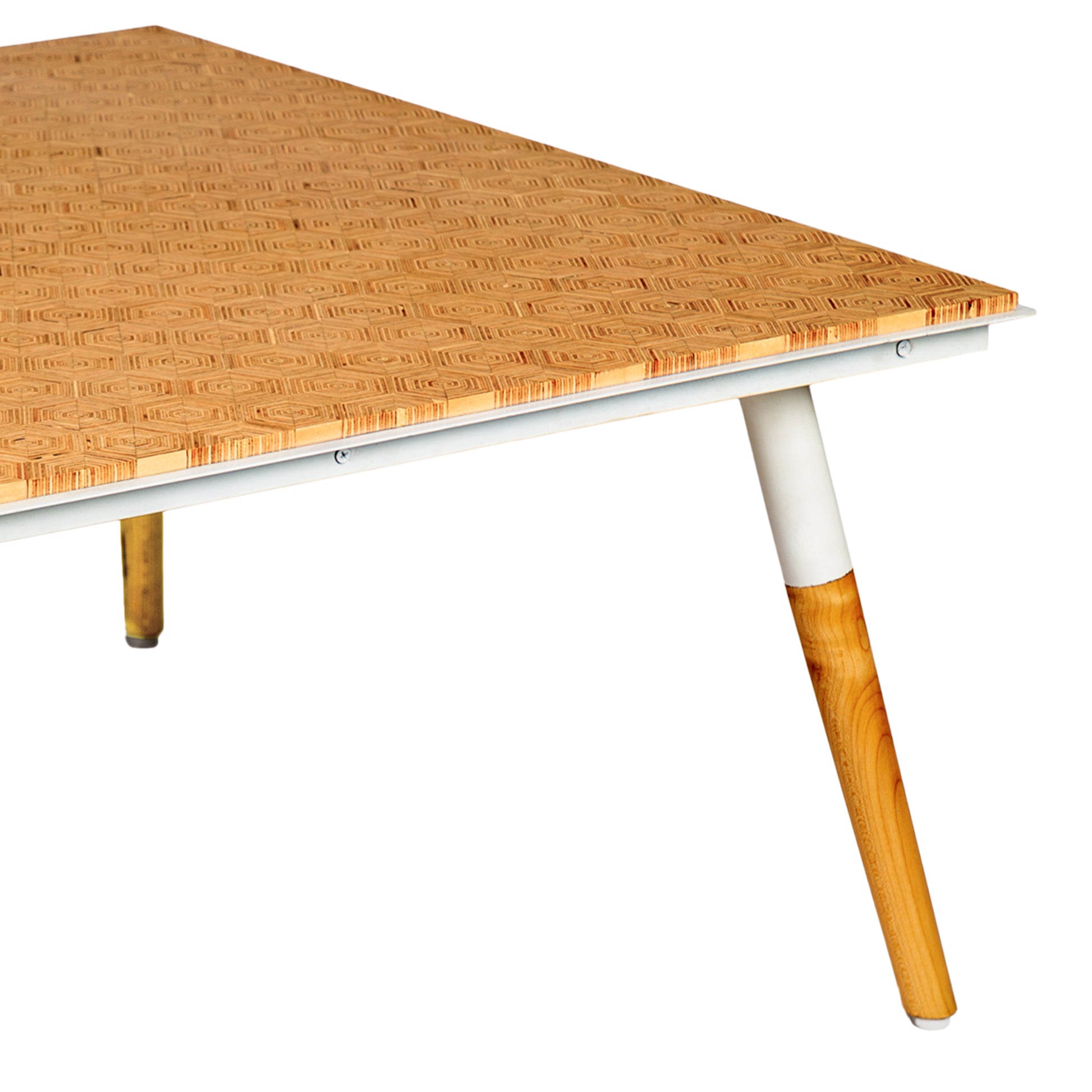 Paige 31 Inch Illusion Rectangular Wooden Coffee Table, Wood Brown, White Brown Solid Wood