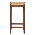 Mango Wood Barstool With Rope Weaved Seat, Brown Brown Solid Wood