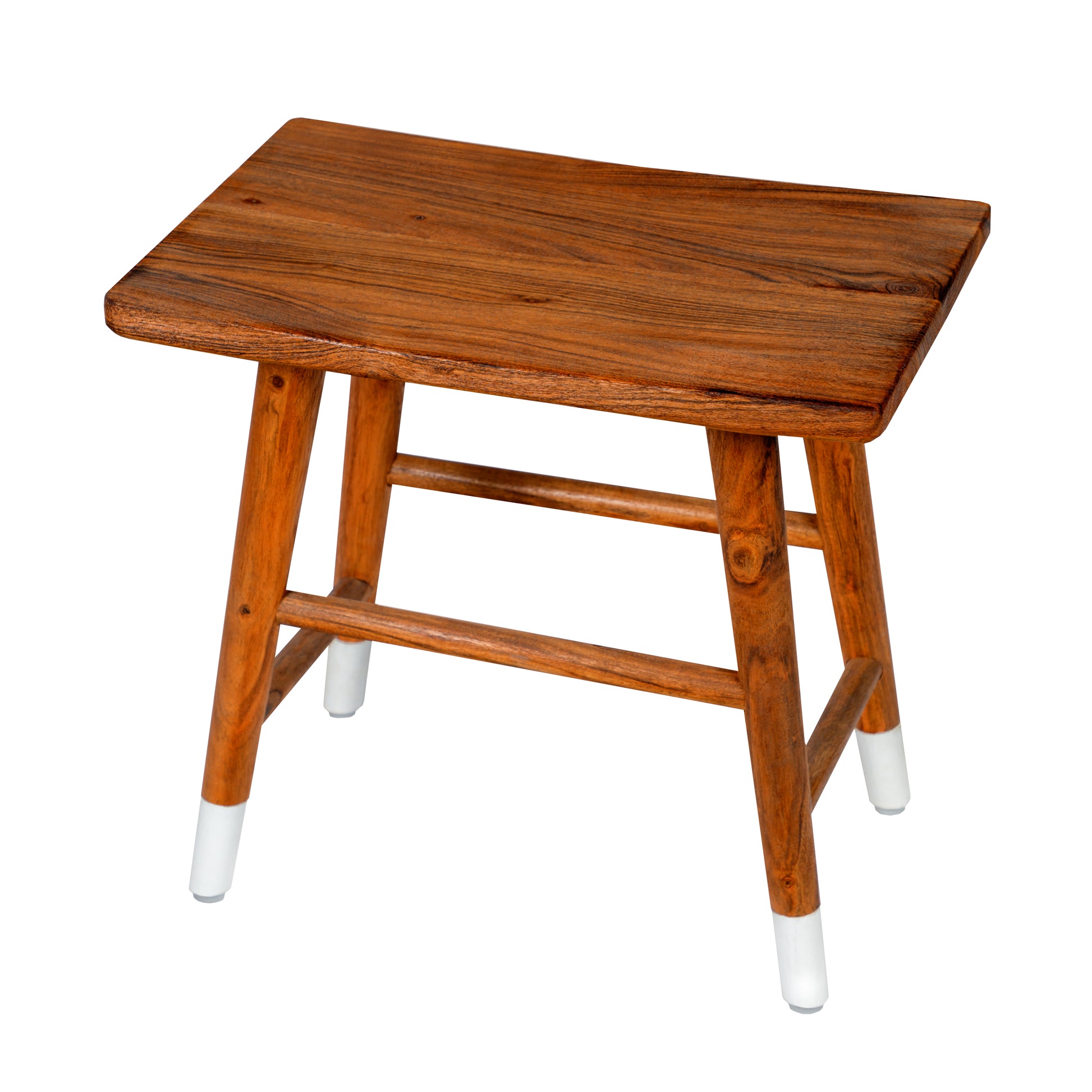 18 Inch Rectangular Acacia Wooden Side Table With Angled Legs, Warm Brown Brown Solid Wood