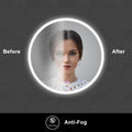 32 X 32 Inch Round Frameless Led Illuminated Bathroom Mirror, Touch Button Defogger, Metal, Silver Silver Aluminum