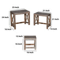 3 Piece Handcrafted Farmhouse Mango Wood Nesting Tables, Crossed Panels, Rustic Brown Brown Solid Wood