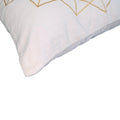Hugo 20 X 20 Square Accent Throw Pillow, Embroidered Geometric Abstract Pattern, With Filler, White, Gold White Cotton