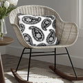 20 X 20 Square Accent Throw Pillow, Paisley Print, With Filler, Black, White White Cotton