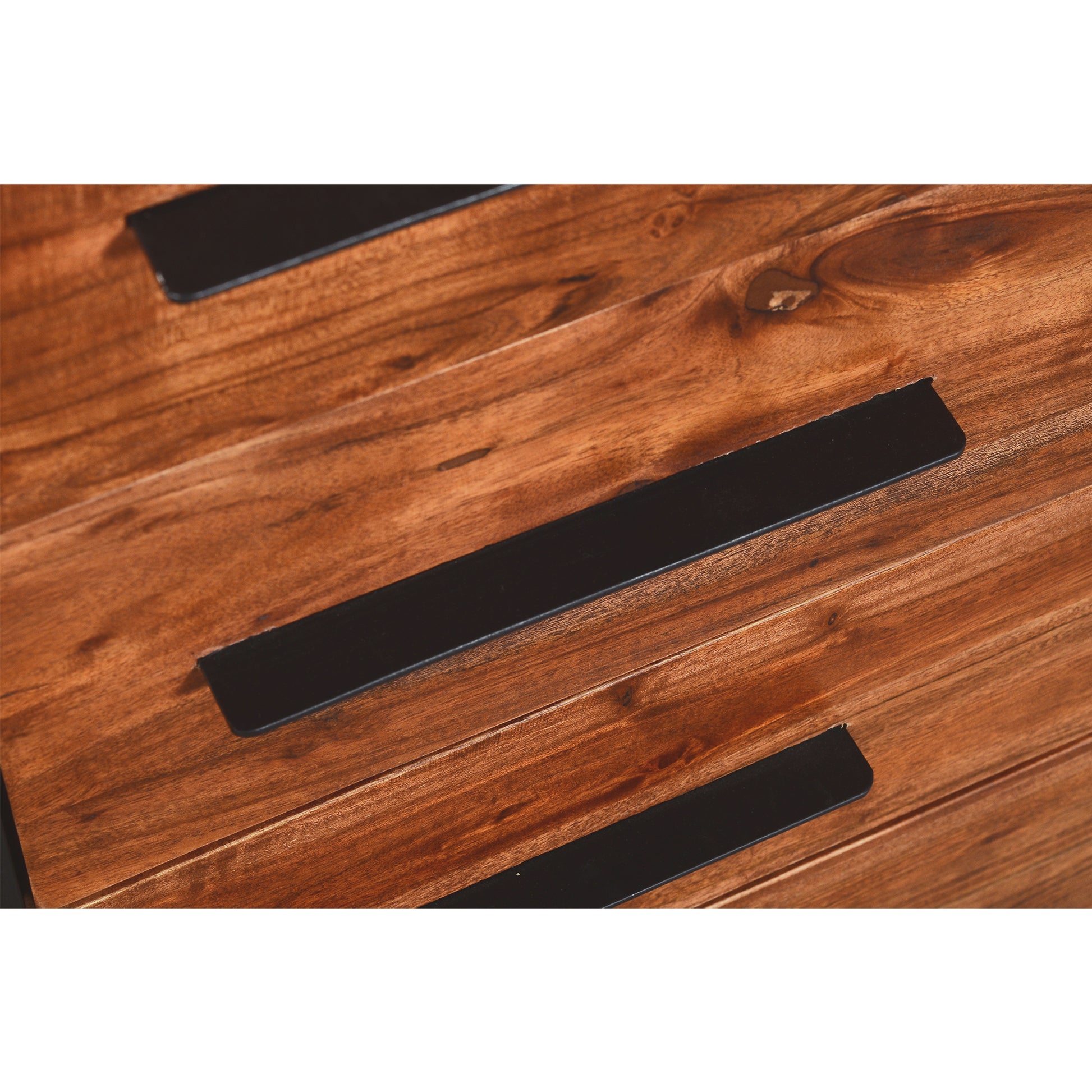 Handmade Dresser With Grain Details And 4 Drawers, Brown And Black Brown Solid Wood