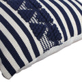 18 X 18 Handwoven Square Cotton Accent Throw Pillow, Classic Striped Pattern, Textured, White, Blue White Cotton