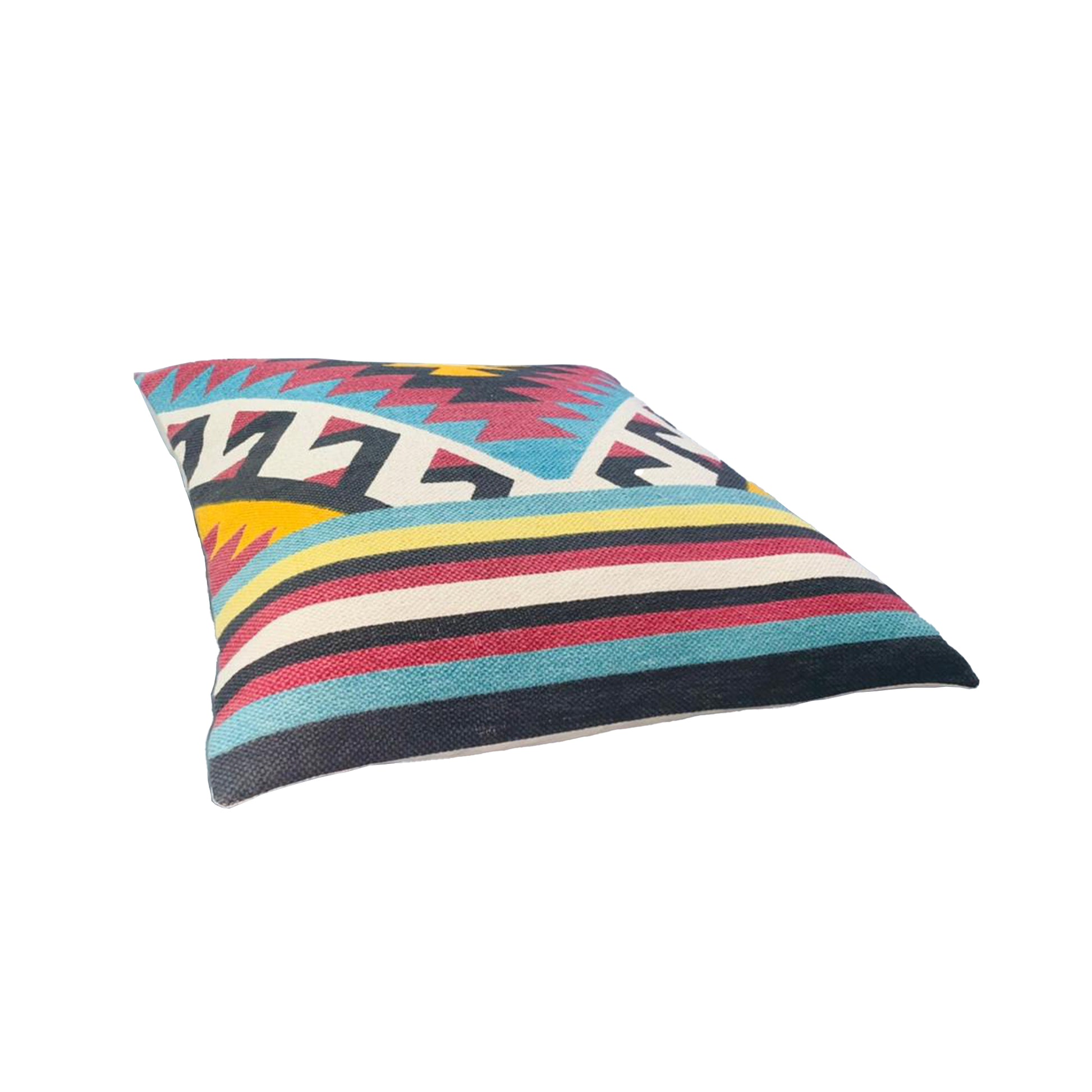 24 X 24 Square Cotton Accent Throw Pillow, Geometric Aztec Tribal Pattern, Multicolor Multicolor Cotton