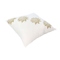 18 X 18 Square Accent Pillow, Soft Cotton Cover, Printed Lotus Flower, Polyester Filler, Gold, White White Cotton