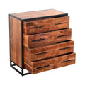 Handmade Dresser With Grain Details And 4 Drawers, Brown And Black Brown Solid Wood