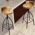 Industrial Style Adjustable Swivel Bar Stool With Backrest Brown Iron