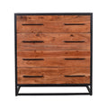 Handmade Dresser With Grain Details And 4 Drawers, Brown And Black Brown Solid Wood