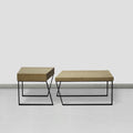 Rectangular Wooden Coffee Table With Metal Frame, Oak Brown And Black Brown Solid Wood