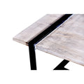 Farmhouse Rectangular Coffee Table With Wooden Top And Geometric Metal Frame, Gray And Black Gray Solid Wood
