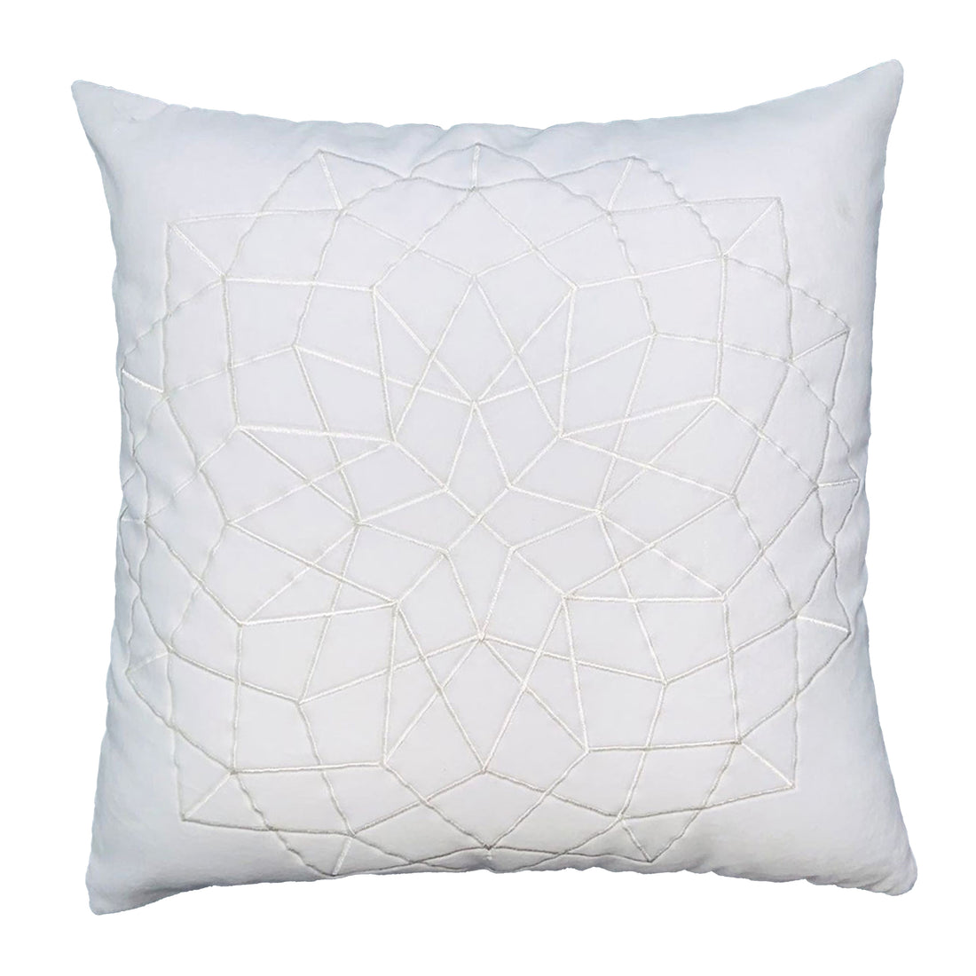 Hugo 20 X 20 Square Accent Throw Pillow, Embroidered Geometric Abstract Pattern, With Filler, White White Cotton