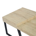 Rectangular Wooden Coffee Table With Metal Frame, Oak Brown And Black Brown Solid Wood