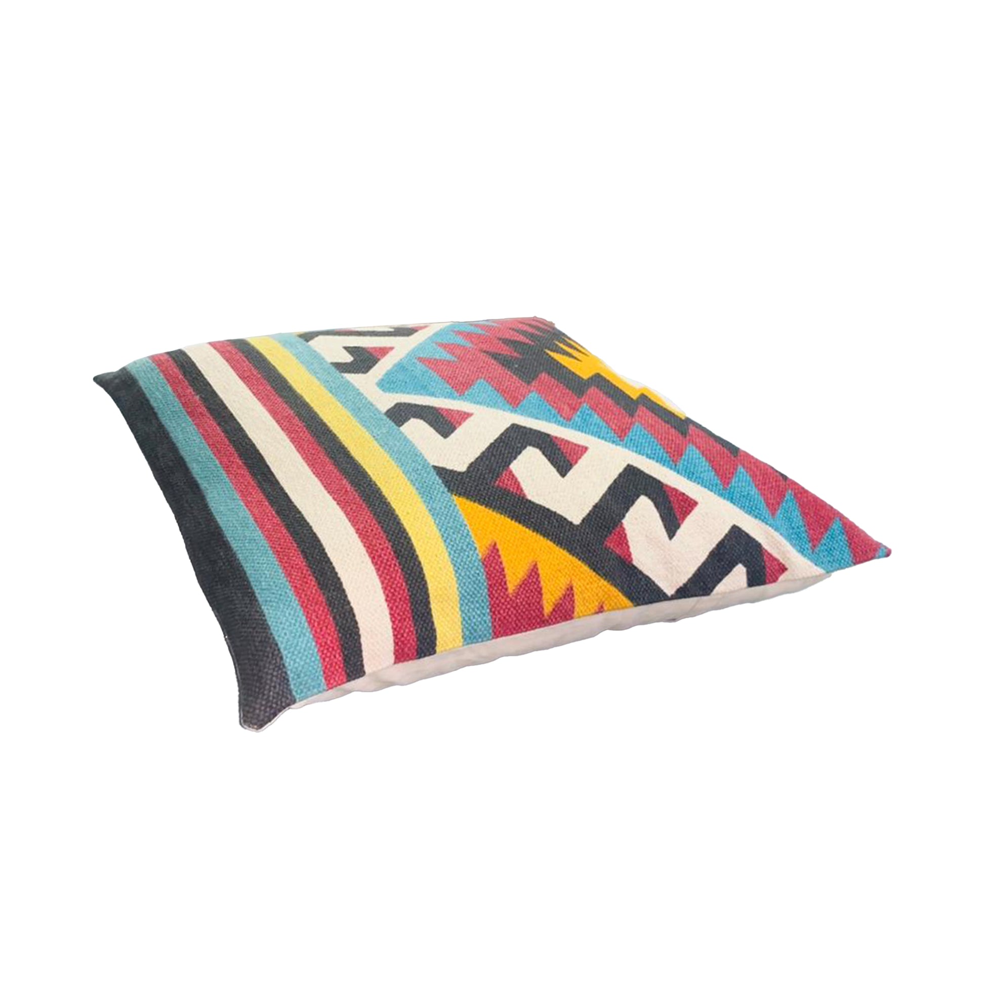 24 X 24 Square Cotton Accent Throw Pillow, Geometric Aztec Tribal Pattern, Multicolor Multicolor Cotton