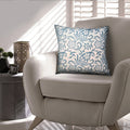 18 X 18 Square Accent Pillow, Paisley Floral Pattern, Soft Cotton Cover, Soft Polyester Filling, Blue, White White Cotton