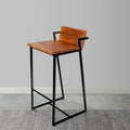 35 Inch Industrial Style Acacia Wood Barstool With Metal Frame, Brown And Black Brown Metal