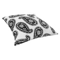 20 X 20 Square Accent Throw Pillow, Paisley Print, With Filler, Black, White White Cotton