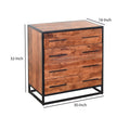 Handmade Dresser With Grain Details And 4 Drawers, Brown And Black Brown Solid Wood