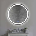 32 X 32 Inch Round Frameless Led Illuminated Bathroom Mirror, Touch Button Defogger, Metal, Frosted Edges, Silver Silver Aluminum