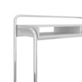 Office Desk With 2 Compartments And Tubular Metal Frame, White And Chrome White Metal