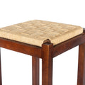 Mango Wood Barstool With Rope Weaved Seat, Brown Brown Solid Wood