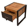 24 Inch Single Drawer Mango Wood Bedside Table, Iron Sled Style Base, Brown, Black Brown Solid Wood