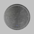 32 X 32 Inch Round Frameless Led Illuminated Bathroom Mirror, Touch Button Defogger, Metal, Frosted Edges, Silver Silver Aluminum