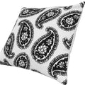 20 X 20 Square Accent Throw Pillow, Paisley Print, With Filler, Black, White White Cotton