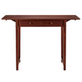 3 Piece Handcrafted Kitchen Island Breakfast Table Set, 2 Drawers, Rubberwood, Stools, Walnut Brown Brown Solid Wood