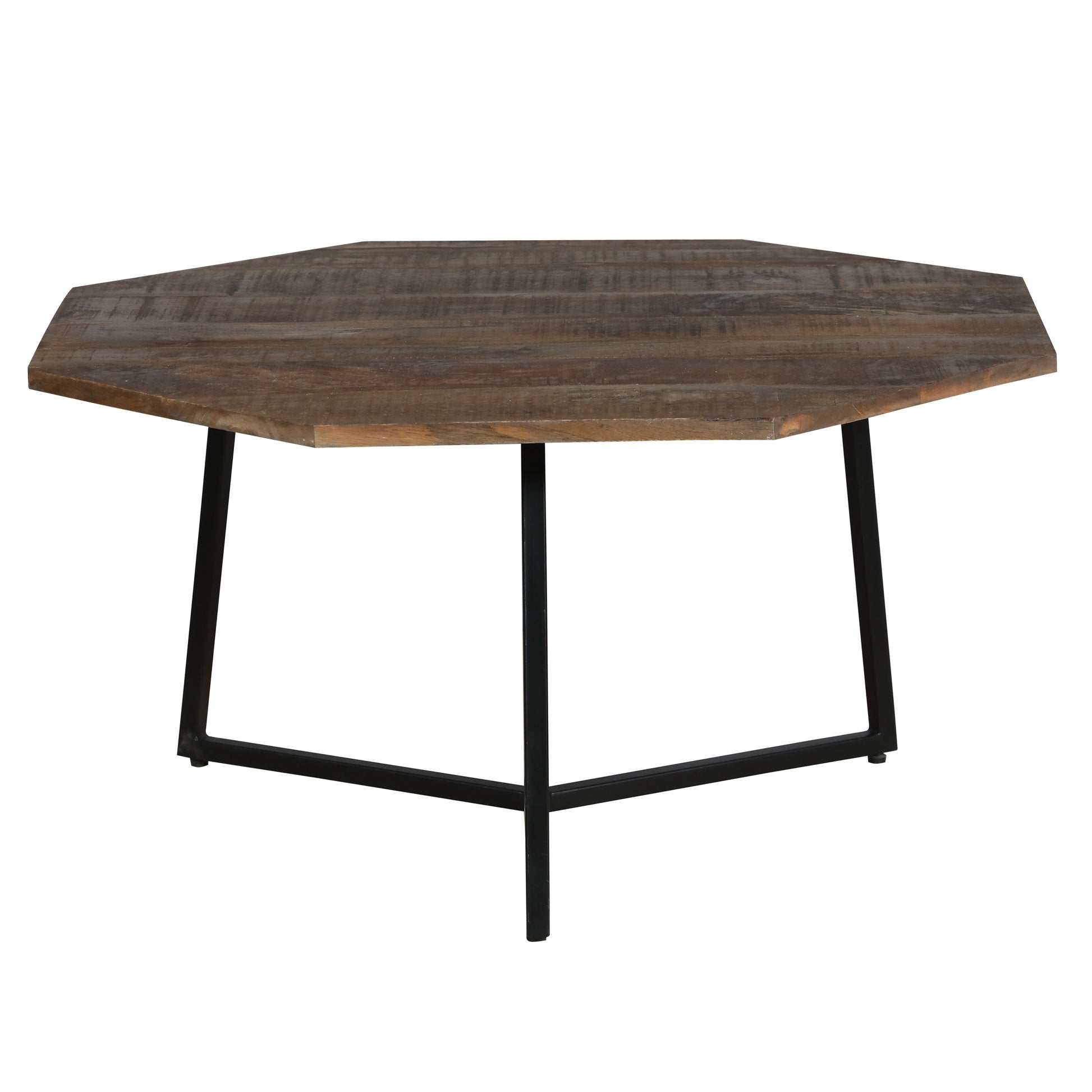 35, 28 Inch 2 Piece Nesting Coffee Table Set, Octagon Top, Mango Wood, Brown And Black Brown Solid Wood