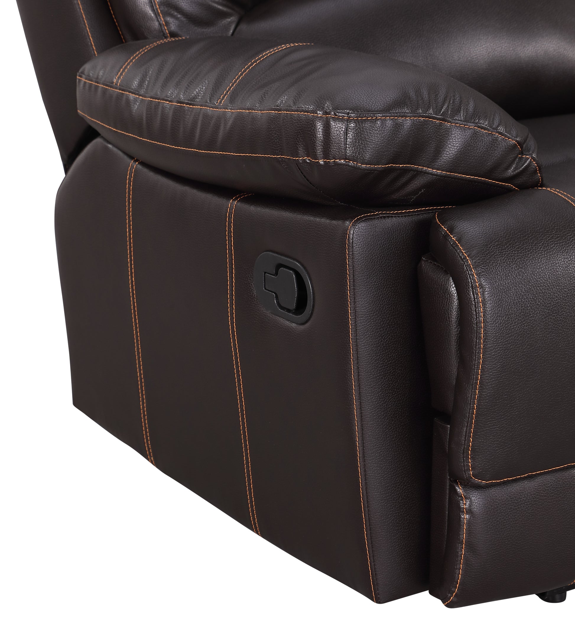 Leather Air Recliining Console Loveseat Brown Foam Leather