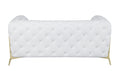 Transitional 100% Top Grain Italian Leather Upholstered Loveseat White Foam Leather