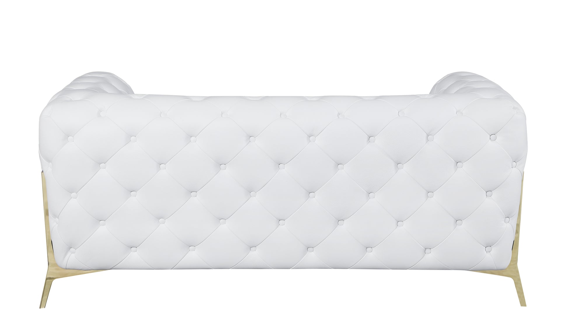 Transitional 100% Top Grain Italian Leather Upholstered Loveseat White Foam Leather
