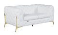 Transitional 100% Top Grain Italian Leather Upholstered Loveseat White Foam Leather