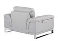 Top Grain Italian Leather Chair Light Gray Foam Leather