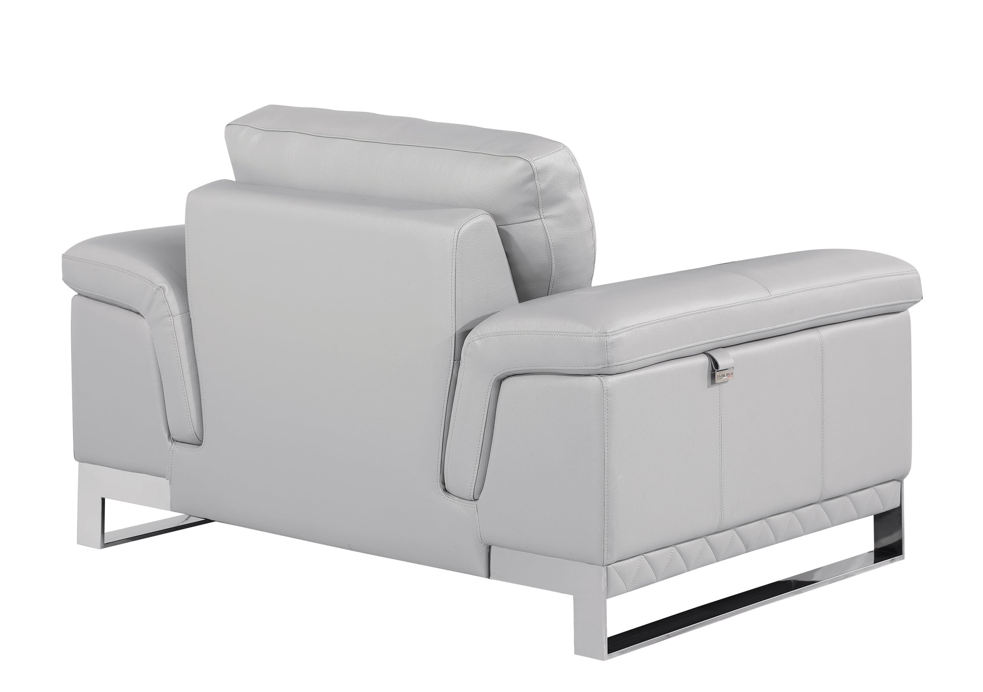 Top Grain Italian Leather Chair Light Gray Foam Leather
