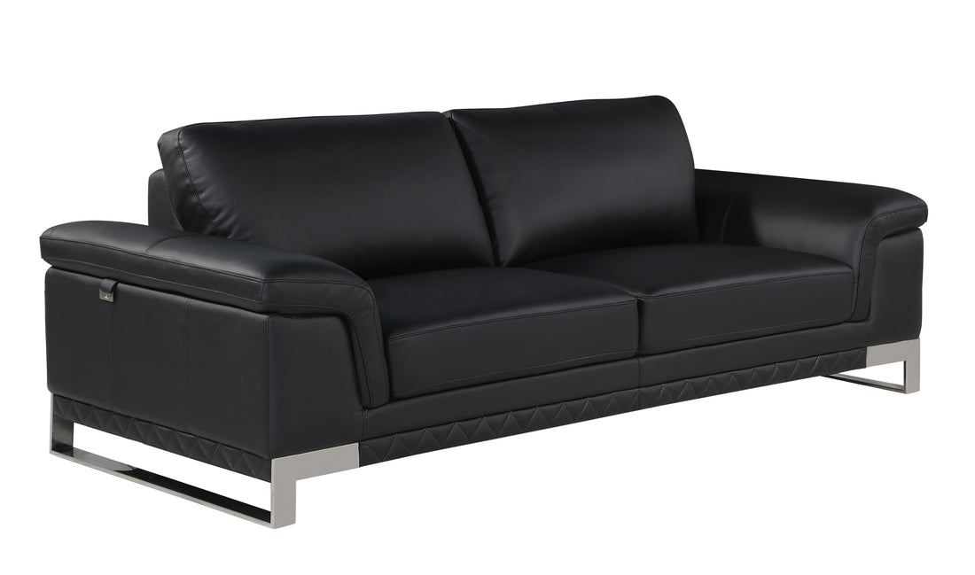 Top Grain Italian Leather Sofa Black Foam Leather