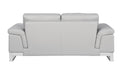 Top Grain Italian Leather Loveseat Light Gray Foam Leather