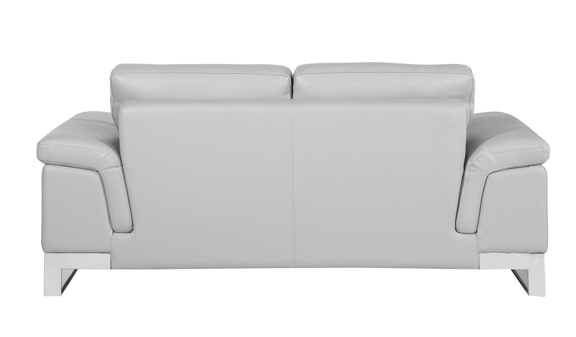 Top Grain Italian Leather Loveseat Light Gray Foam Leather